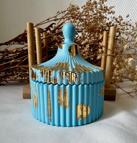 Boîte rangement - bleue et dorée